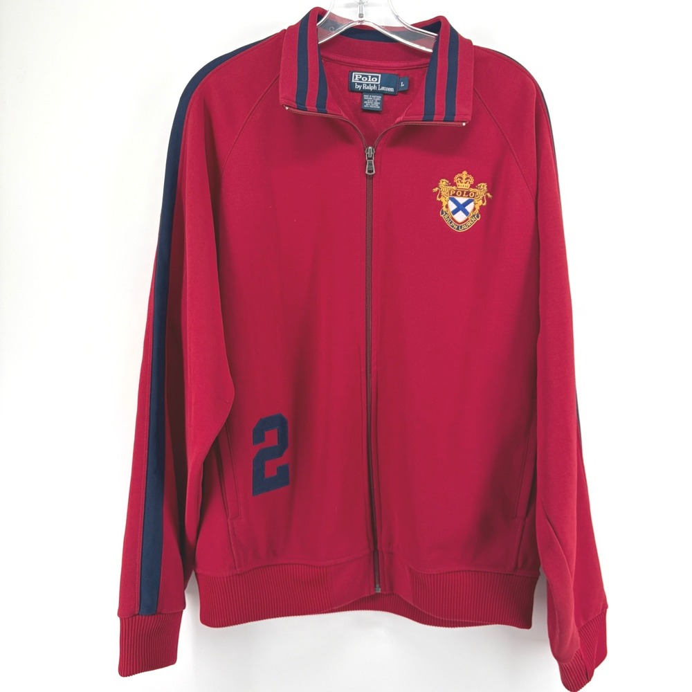 Polo Ralph Lauren Varsity Jacket Mens L Track Full Zip Crest Embroidered Sport